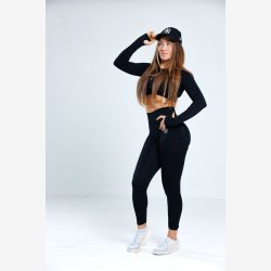 Adsportgymwear Dame Kostyme PRO Svart Lange armer