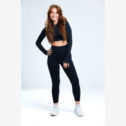 Adsportgymwear Dame Kostyme PRO Svart Lange armer