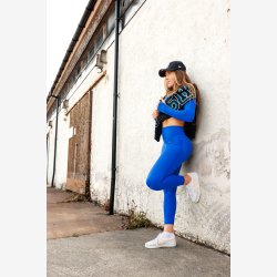 Adsportgymwear Dame Kostyme PRO Mrk-Bl Lange armer