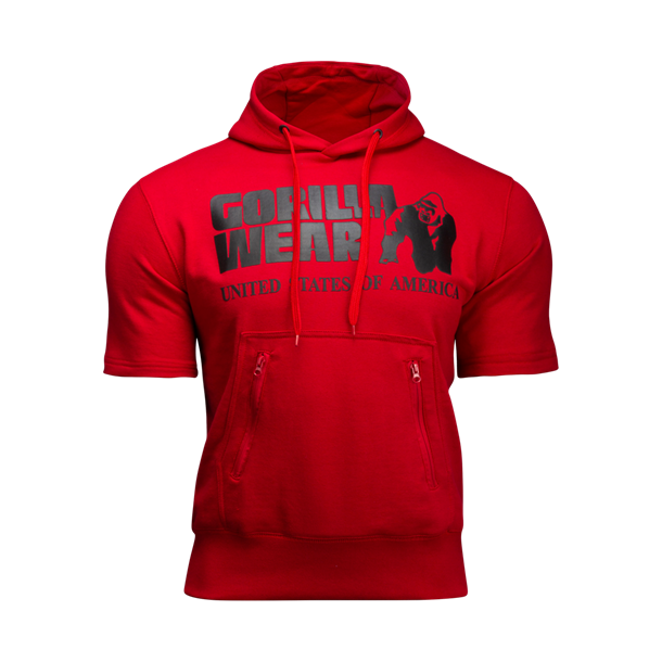 BOSTON SHORT SLEEVE HOODIE - RED (WITH BLACK LOGO)